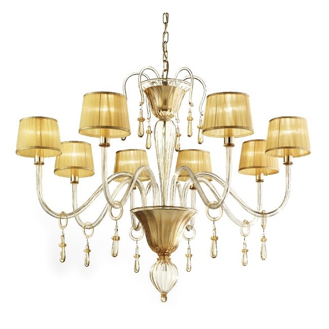 PARIS - Chandelier with gold lampshade
