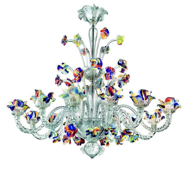 GARDEN - Polychrome chandelier with multicolored flowers