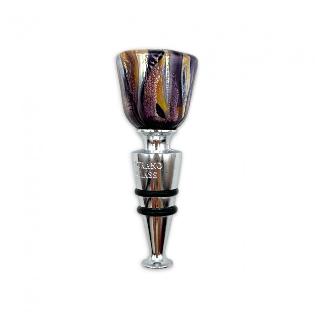 RE SOLE - AMETHYST bottle stopper in stainless steel and Murano glass