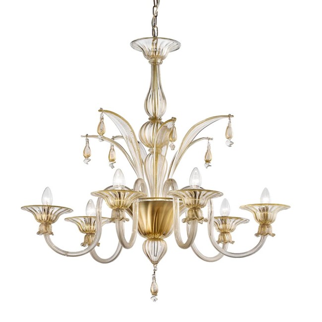 REDENTORE - Chandelier with GOLD crystal pendants