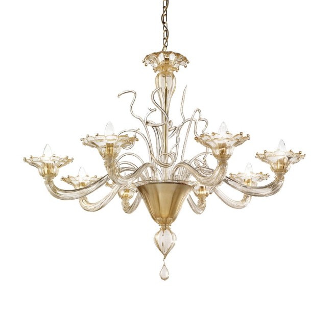 REGALE - Elegant GOLD Amber glass chandelier