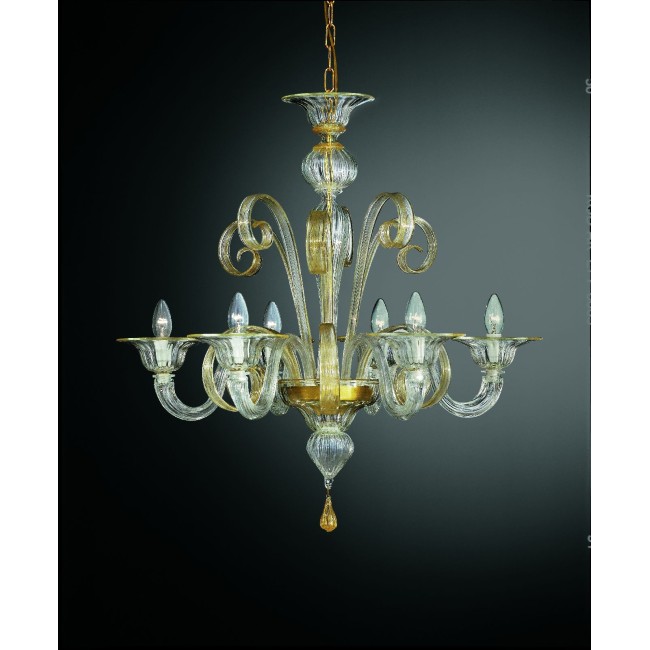 RIALTO - Chandelier with gold crystal curls