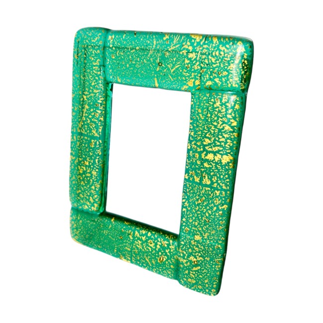 RICORDI - GREEN photo frame decorated with gold leaf in Murano Glass