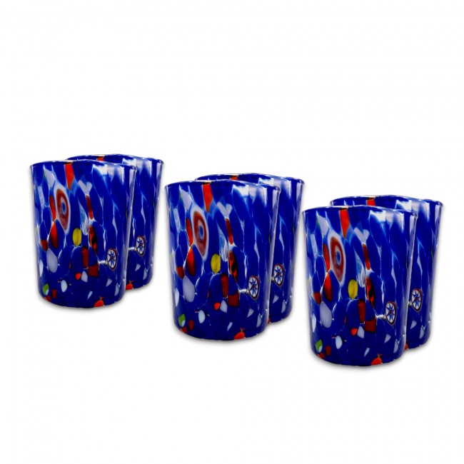 RIO - Set of 6 BLUE liqueur glasses in Murano glass - Corporate Gift