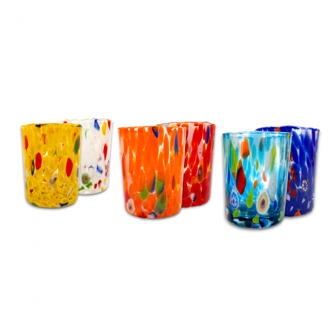 RIO - Set of 6 COLORED liqueur glasses in Murano glass - Corporate Gift