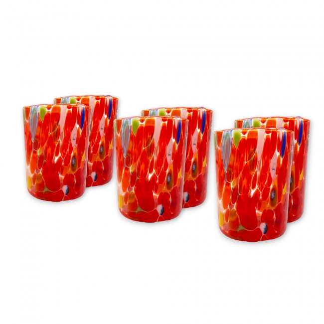 RIO - Set of 6 RED liqueur glasses in Murano glass - Corporate Gift
