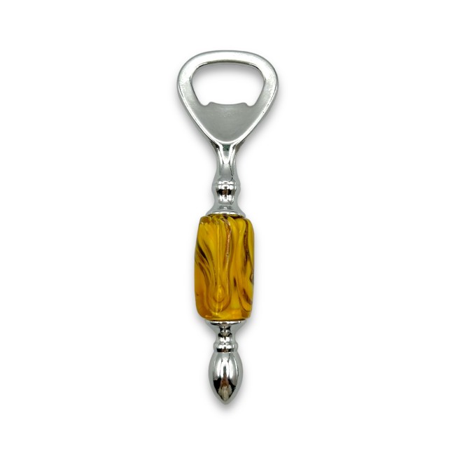 ROMEO - Corkscrew with YELLOW glass pearl and aventurine - Murano glass