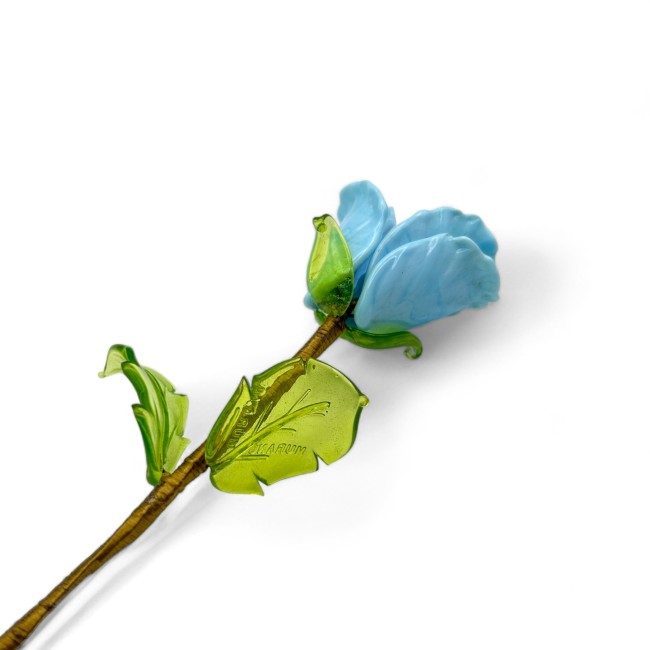 ROSEBUD - LONG SKY BLUE vase flower in Murano glass