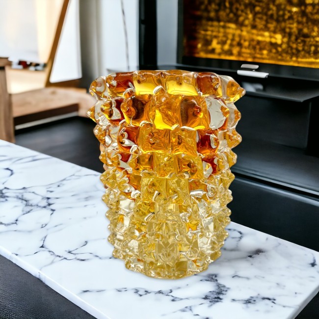 ROSTRATO - Luxurious amber vase in solid glass - Murano glass
