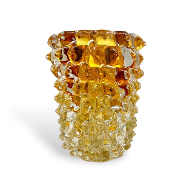 ROSTRATO - Luxurious AMBER vase in solid glass - H 35 cm