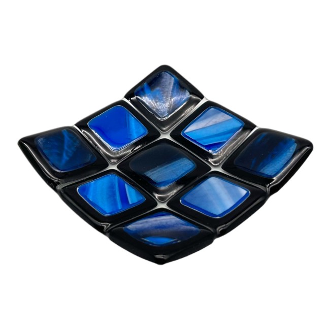RUBIK - Blue and Black square plate, pocket emptier in Murano glass