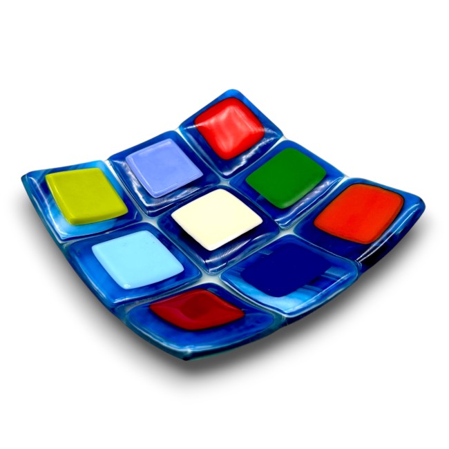 RUBIK - Square COLORED saucer and pocket emptier in Murano glass