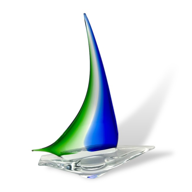 MAGELLANO - Green and Blue solid glass sailing boat