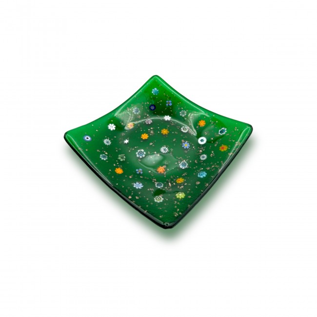 SAUCER - GREEN Pocket emptier with colored Murrine