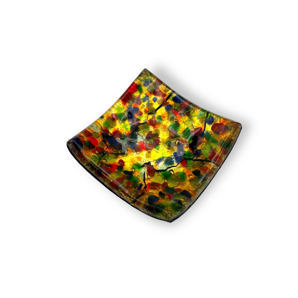 SAUCER - Murano Glass Pocket tray in Harlequin pattern and GOLD leaf