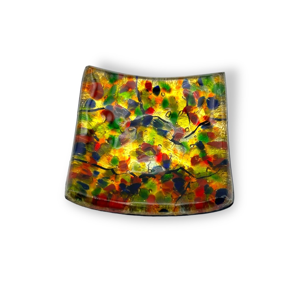 SAUCER - Murano Glass Pocket tray in Harlequin pattern and GOLD leaf