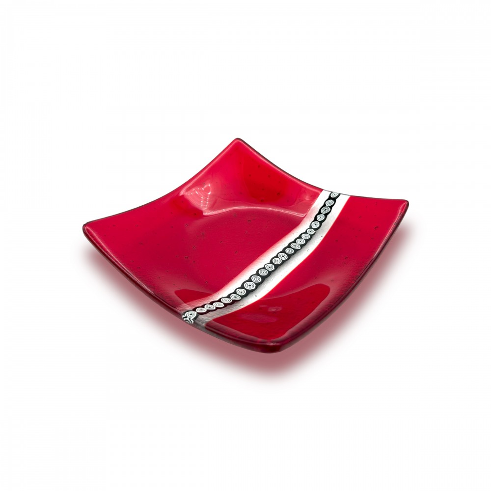 SAUCER - RED pocket tray with white Murrine