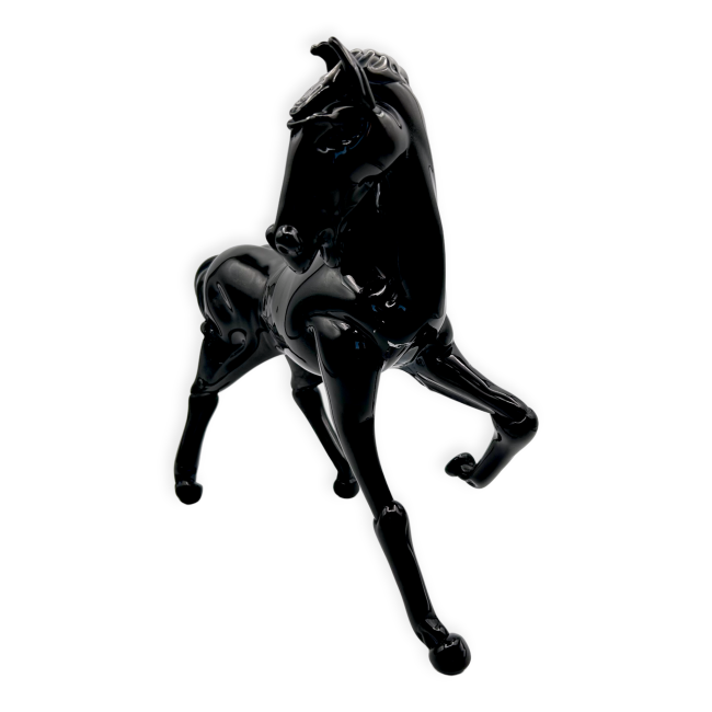 SPIRIT - Rampant Horse Sculpture in Black glass