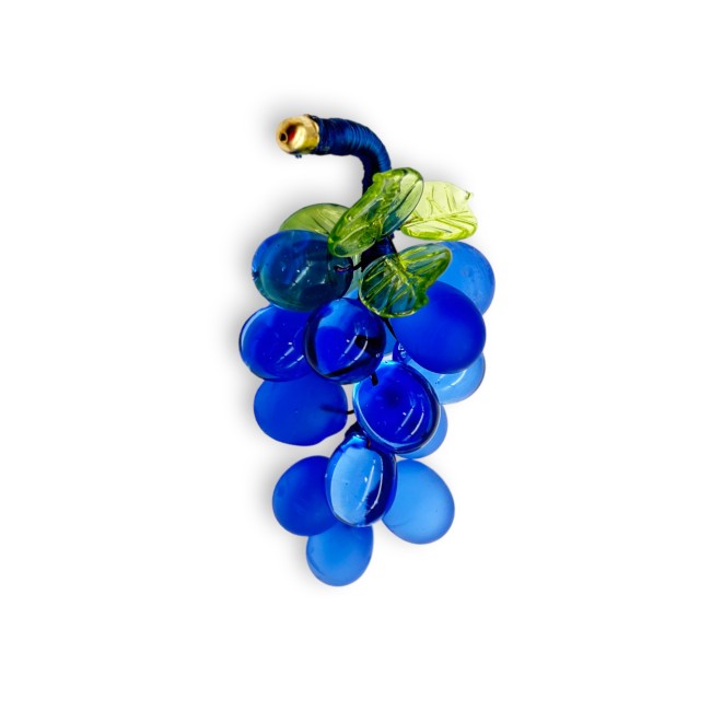 VINEYARD - 14 Grains - Bunch of BLUE grapes in satin blown Murano glass