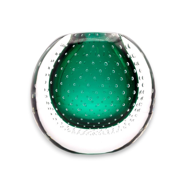 VIRGINIA - Artistic vase in green submerged Murano glass