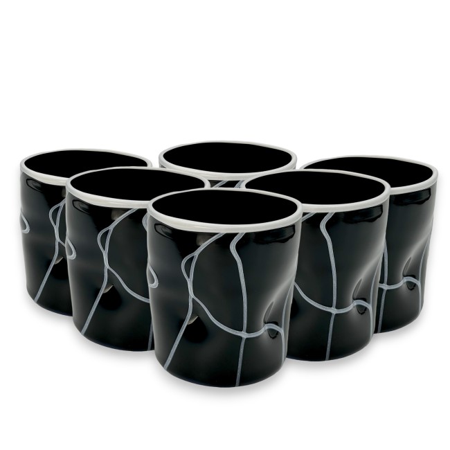 WEBER - Set of 6 glasses BLACK with white threadsWEBER - Set of 3 glasses BLACK with white threads